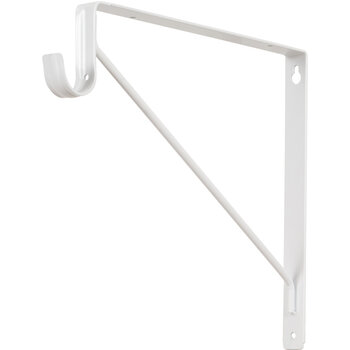 Support for Lighted Closet Rod, White Shelf Bracket Support