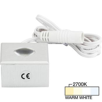Task Lighting illumaLED™ Mini Square Series LED Brushed Aluminum Puck Light, Warm White 2700K, 1-1/4" W x 1-1/4" D x 7/8" H
