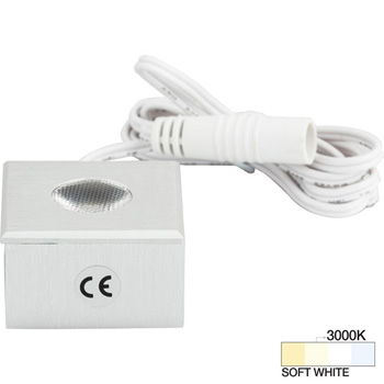 Task Lighting illumaLED™ Mini Square Series LED Brushed Aluminum Puck Light, Soft White 3000K, 1-1/4" W x 1-1/4" D x 7/8" H