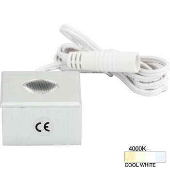Task Lighting illumaLED™ Mini Square Series LED Brushed Aluminum Puck Light, Cool White 4000K, 1-1/4" W x 1-1/4" D x 7/8" H