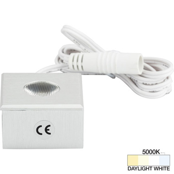 Task Lighting illumaLED™ Mini Square Series LED Brushed Aluminum Puck Light, Daylight White 5000K, 1-1/4" W x 1-1/4" D x 7/8" H