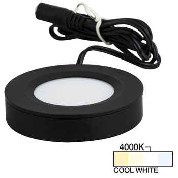 Task Lighting illumaLED™ Pearl Series 2-3/4" Diameter Black Puck Light with Frosted and Diamond Lens, Cool White 4000k, 2-3/4" Diameter x 5/8" H