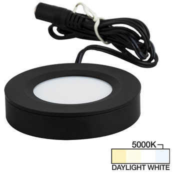 Task Lighting illumaLED™ Pearl Series 2-3/4" Diameter Black Puck Light with Frosted and Diamond Lens, Daylight White 5000k, 2-3/4" Diameter x 5/8" H