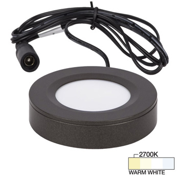 Task Lighting illumaLED™ Pearl Series 2-3/4" Diameter Bronze Puck Light with Frosted and Diamond Lens, Warm White 2700k, 2-3/4" Diameter x 5/8" H