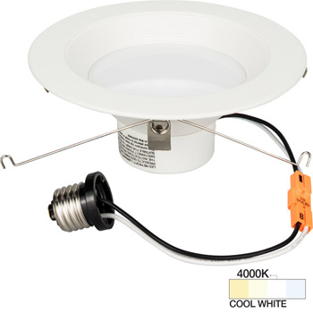 Task Lighting illumaLED™ Retro Fit Series 5" - 6" LED Trim For Recessed Can, Cool White 4000K, 7" Diameter x 2-7/8" H