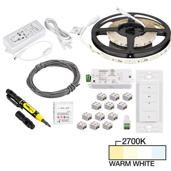Task Lighting illumaLED™ Radiance Series 16' Feet Tape Light Uno Wireless Kit, 1-Zone, 1-Area, Medium Light Output, Warm White 2700K, 197" Length x 5/16"W x 1/16" H