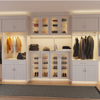 24V Lighted Closet Rod, Aluminum Profile, Frosted Lens, Multiple Lengths, Tunable White in Use Closet On Front View
