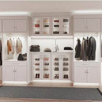 24V Lighted Closet Rod, Aluminum Profile, Frosted Lens, Multiple Lengths, White in Use Closet On Front View