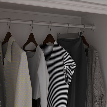 24V Lighted Closet Rod, Aluminum Profile, Frosted Lens, Multiple Lengths, White in Use Closet Off Side View