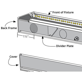 Task Lighting RM Series Lighted Power Strip, 2700K-5000K Tunable-White, Fixture Diagram
