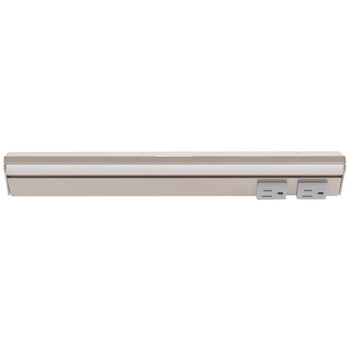Task Lighting RM Series Lighted Power Strip, 2700K-5000K Tunable-White, 12-1/2'' Grey Receptacles/Satin Nickel Front View