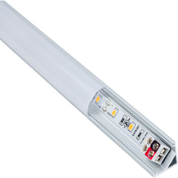 Task Lighting Radiance Series 8-5/8'' Length 12-Volt Accent Output Linear Fixture, 69 Lumens, Fits 12'' Wall Cabinet, 2 Watts, Angled 003 Profile, Single-White, Soft White 3000K, Angle Product View