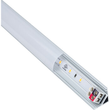 Task Lighting Radiance Series 6-5/8'' Length 24-Volt Accent Output Linear Fixture, 53 Lumens, Fits 9'' Wall Cabinet, 2 Watts, Angled 003 Profile, Single-White, Cool White 4000K, Angle Product View