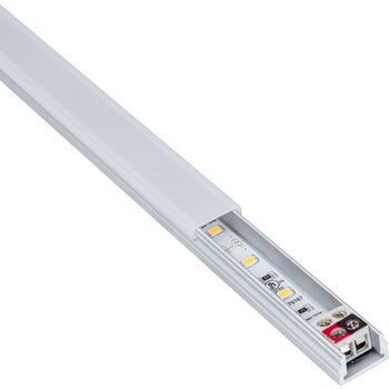 Task Lighting Radiance Series 6-5/8'' Length 12-Volt Accent Output Linear Fixture, 53 Lumens, Fits 9'' Wall Cabinet, 2 Watts, Flat 007 Profile, Single-White, Cool White 4000K, Angle Product View