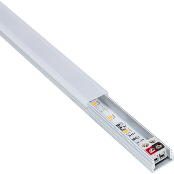 Task Lighting Radiance Series 8-5/8'' Length 12-Volt Accent Output Linear Fixture, 69 Lumens, Fits 12'' Wall Cabinet, 2 Watts, Flat 007 Profile, Single-White, Soft White 3000K, Angle Product View