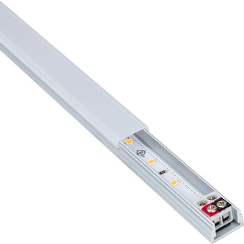 Task Lighting Radiance Series 8-5/8'' Length 24-Volt Accent Output Linear Fixture 69 Lumens, Fits 12'' Wall Cabinet, 2 Watts, Flat 007 Profile, Single-White, Soft White 3000K, Angle Product View