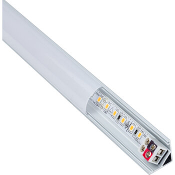 Task Lighting Vivid Series 6-5/8'' Length 24-Volt Standard Output Linear Fixture, 99 Lumens, Fits 9'' Wall Cabinet, 3 Watts, Angled 003 Profile, Single-White, Soft White 3000K, Angle Product View