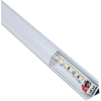 Task Lighting Vivid Series 6-5/8'' Length 24-Volt Standard Output Linear Fixture, 99 Lumens, Fits 9'' Wall Cabinet, 3 Watts, Angled 003 Profile, Single-White, Cool White 4000K, Angle Product View