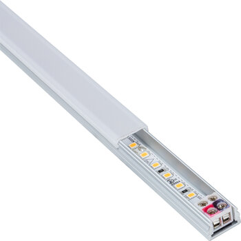 Task Lighting Vivid Series 6-5/8'' Length 24-Volt Standard Output Linear Fixture, 99 Lumens, Fits 9'' Wall Cabinet, 3 Watts, Flat 007 Profile, Single-White, Soft White 3000K, Angle Product View