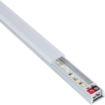 Task Lighting Vivid Series 14-1/2'' Length 24-Volt Standard Output Linear Fixture, 218 Lumens, Fits 18'' Wall Cabinet, 5 Watts, Flat 007 Profile, Single-White, Cool White 4000K, Angle Product View