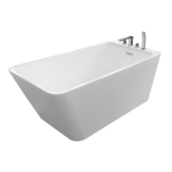 Valley Acrylic JUSTINIAN 55" White Contemporary Rectangular Freestanding Acrylic Insulated Bathtub with Faucet Deck, 54-3/4" W x 29-1/4" D x 23" H