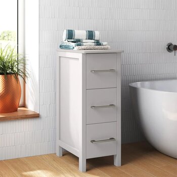 Vanity Art 12'' Wide Bathoom Vanity Cabinet With Stone Top with Soft Closing Drawers, White