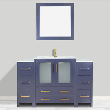 Vanity Art Brescia 48 in. W x 18 in. D x 36 in. H Single Sink Bathroom Vanity in Blue with White Ceramic Top and Mirror