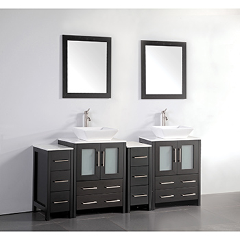 72 Inch Double Sink Bathroom Vanity Set With Ceramic Vanity Top