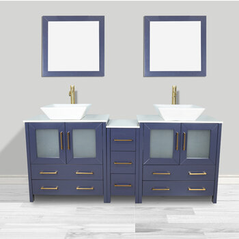 Vanity Art Brescia 72 in. W x 18 in. D x 36 in. H Bath Vanity in Espresso with Vanity Top in White with White Basin and Mirror