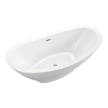 69" Acrylic Freestanding Bathtub, Modern Soaking Bowl Shaped Tub with UPC Certified Polished Chrome Slotted Overflow, Pop-up Drain and Adjustable Leveling Legs