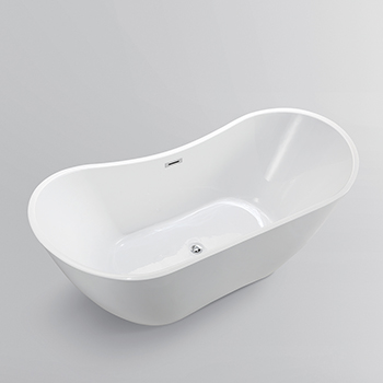 71" Acrylic Freestanding Bathtub, Modern Soaking Tub with Double Slipper and UPC Certified Polished Chrome Slotted Overflow, Pop-up Drain and Adjustable Leveling Legs