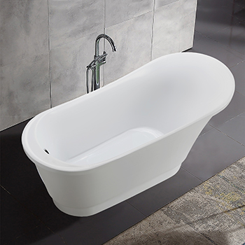 67" Acrylic Freestanding Bathtub, Modern Soaking Tub with UPC Certified Polished Chrome Slotted Overflow, Pop-up Drain and Adjustable Leveling Legs