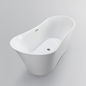 67" Acrylic Freestanding Bathtub with Low Profile Double Slipper Design, Modern Soaking Tub with UPC Certified Polished Chrome Slotted Overflow, Pop-up Drain and Adjustable Leveling Legs
