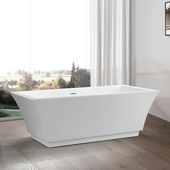68" Rounded Acrylic Freestanding Bathtub, Modern Soaking Tub with UPC Certified Polished Chrome Slotted Overflow, Pop-up Drain and Adjustable Leveling Legs