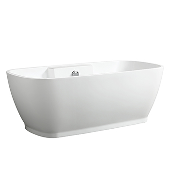 59" Small Acrylic Freestanding Bathtub, Modern Soaking Tub with UPC Certified Polished Chrome Round Overflow, Pop-up Drain and Adjustable Leveling Legs