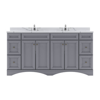 Virtu USA Talisa 72'' Double Sink Bathroom Vanity in Grey with Calacatta Quartz Top and Square Sink , 72''W x 23''D x 36''H