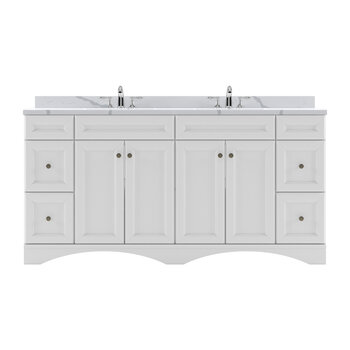 Virtu USA Talisa 72'' Double Sink Bathroom Vanity in White with Calacatta Quartz Top and Square Sink , 72''W x 23''D x 36''H