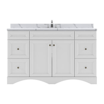 Virtu USA Talisa 60" Single Bathroom Vanity in White with Calacatta Quartz Top and Square Sink, 60" W x 22" D x 36-11/16" H