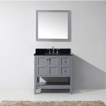 Virtu USA 36'' Winterfell Single Sink Bathroom Vanity Set in Grey