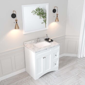 Virtu USA Elise 36" Single Bath Vanity in Espresso with Calacatta Quartz Quartz Top, Square Sink and Brushed Nickel Faucet with Matching Mirror, 36" W x 22" D x 36-11/16" H