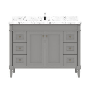 Virtu USA Tiffany 48" Single Bath Vanity in Espresso with Cultured Marble Quartz Top and Square Sink, 48" W x 22" D x 36-11/16" H