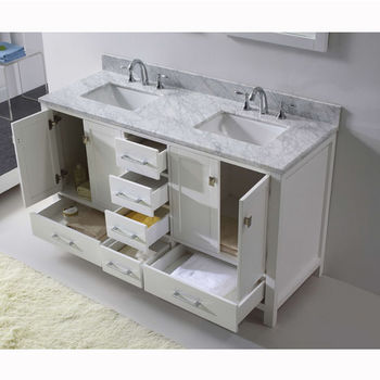 Virtu USA Caroline Avenue 60" Double Bathroom Vanity Set