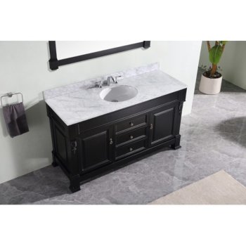 Bathroom Vanities 60 Huntshire Single Round Or Square Sink Bathroom Vanity In Dark Walnut Or White Includes Cabinet Sink Mirror Faucet By Virtu Usa Kitchensource Com