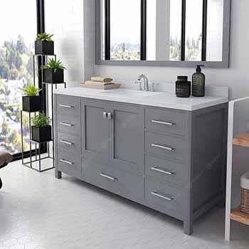 Grey, Dazzle White Quartz, Square Sink Angular View