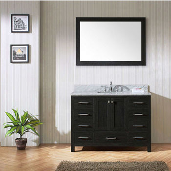 Virtu USA Caroline Premium Collection 48" Single Bathroom Vanity Set in Zebra Grey