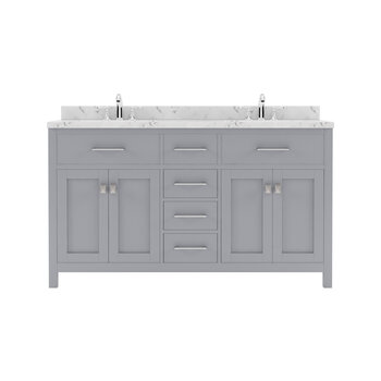 Grey, Cultured Marble Quartz Top with Round Sinks