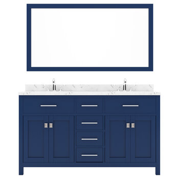 French Blue, Cultured Marble Quartz Top with Square Sinks