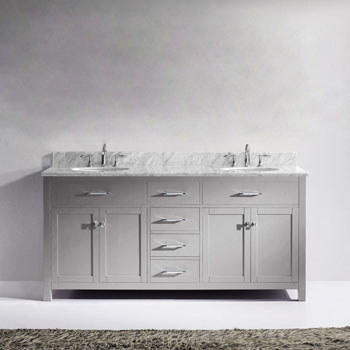 Caroline 72 Double Bathroom Vanity Set In Multiple Finishes With Italian White Carrara Marble Or Dazzle White Quartz Top By Virtu Usa Kitchensource Com