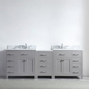 93" Vanity Cashmere Grey w/ Top, Square Sinks View