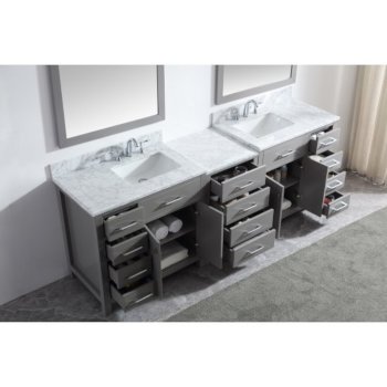 93" Vanity Set Cashmere Grey w/ Top, Square Sink, Faucets, Mirrors View